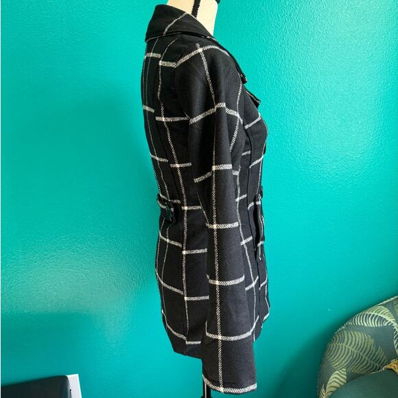 Me Jane Wool Blend Black Check Coat Jacket Women's XS NWT - Picture 2 of 8
